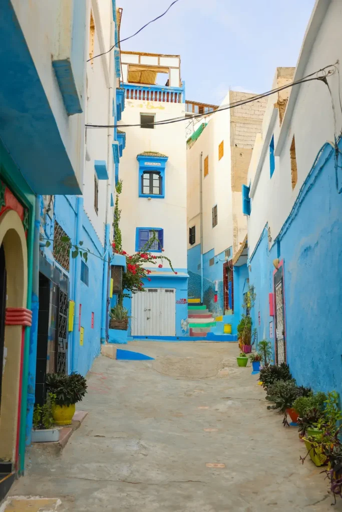 Blue and white alley in Morocco